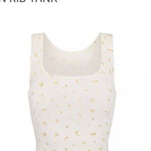 Skims marigold Floral Print White Tank Top